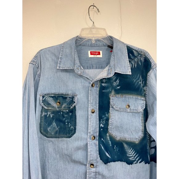 Wrangler Mens Shirt L/S Button Collar Western Size Large - Picture 2 of 8